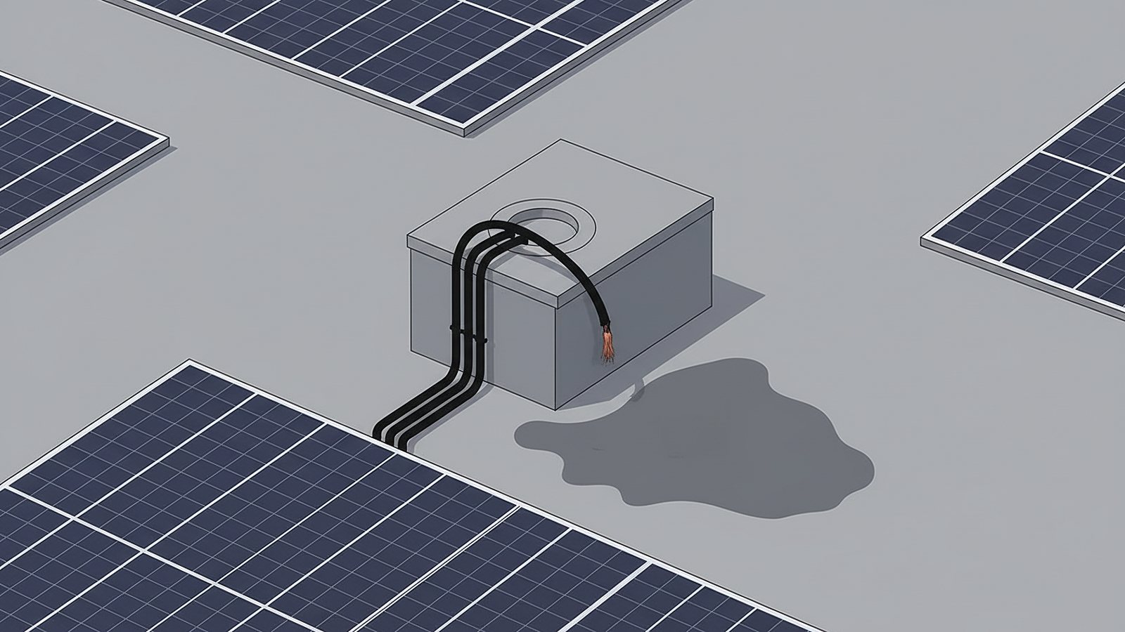 Besch&auml;digtes Kabel an einer Dachdurchf&uuml;hrung (Illustration)